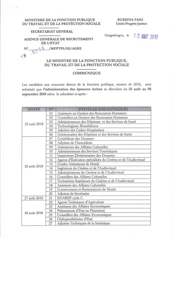 Calendrier concours directs 2018-1